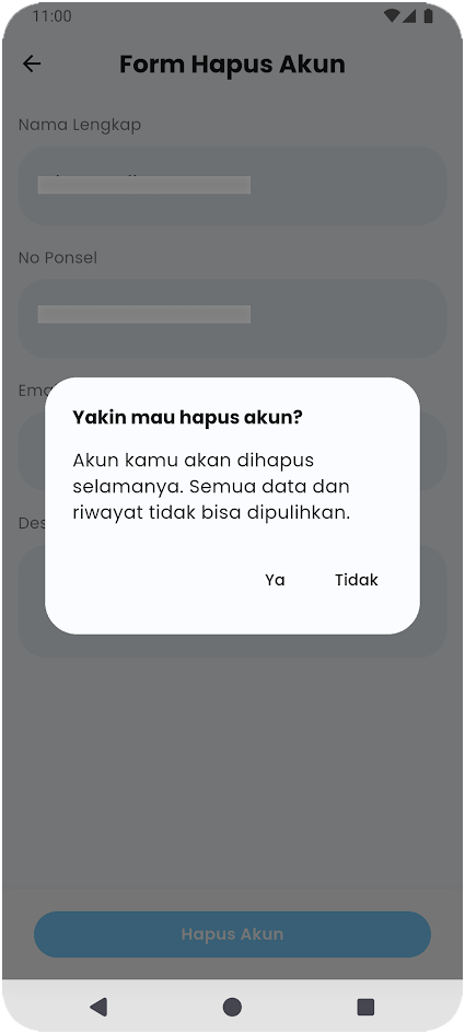 Konfirmasi Hapus Akun